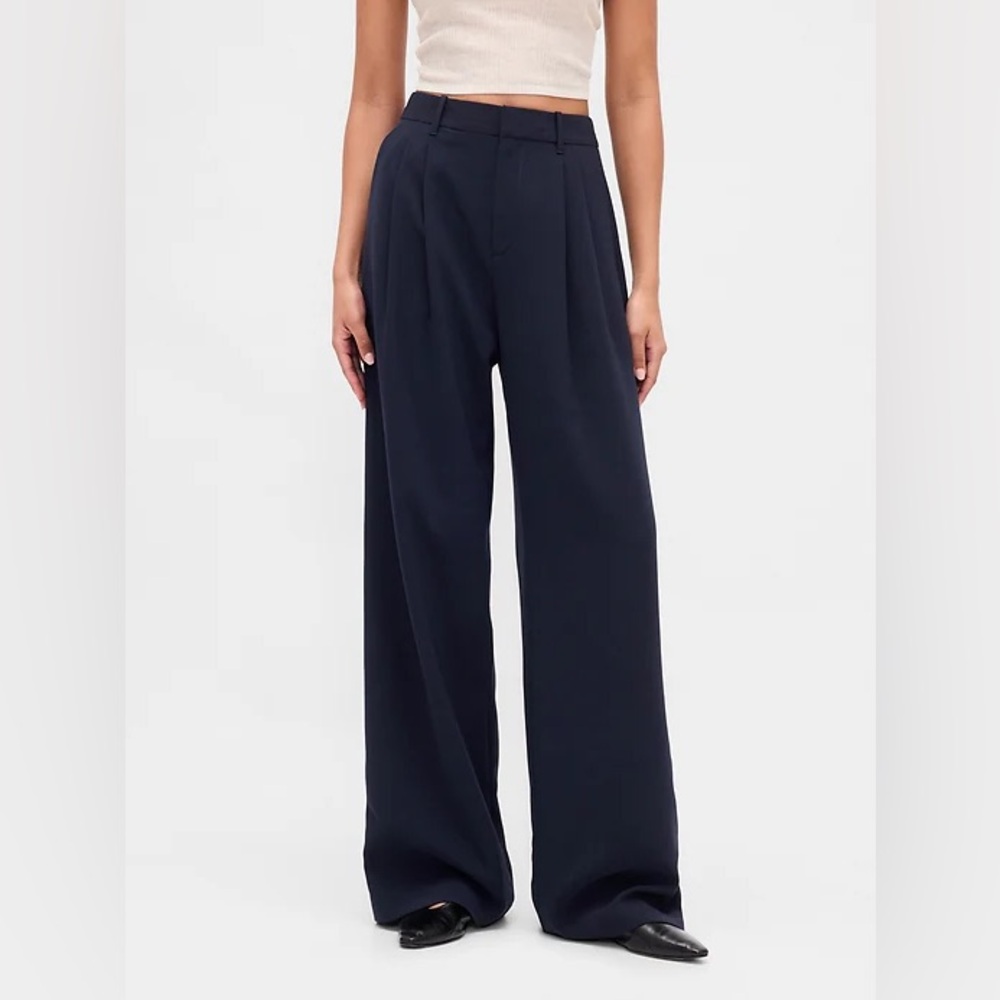 New! Gap Navy Blue 365 High Rise Pleated Trousers - Size 8 Petite #800532